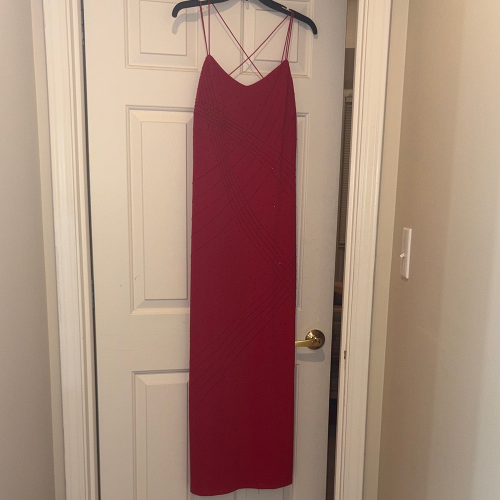 Elegant Red Spaghetti Strap Dress